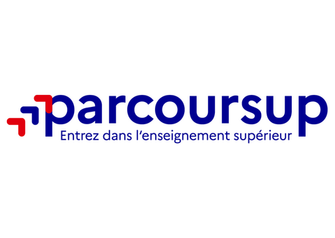 Logo officiel Parcoursup Bleu marine et rouge inscription entrez dans l'enseignement supérieur